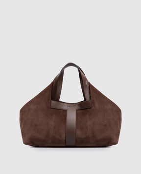 Twinset Brown suede tote bag with logo embossing 262TB7141