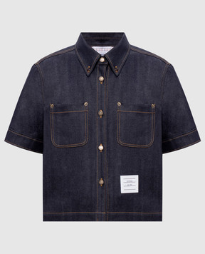 Thom Browne Blue denim shirt with logo patch FLL220AF1249