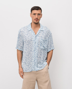 Trussardi Blue shirt with branded print 5040N000047NMS113T00