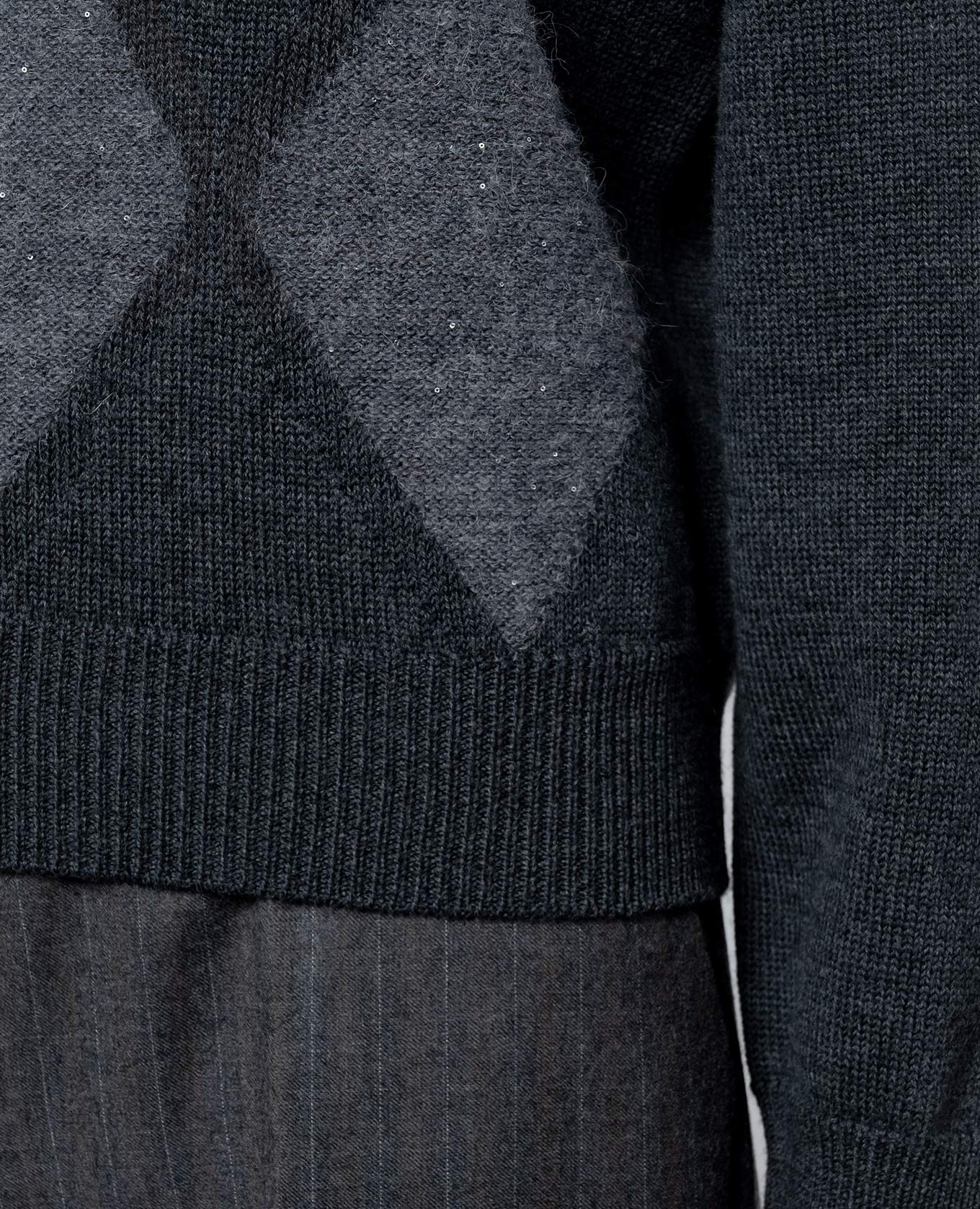 Gray wool sweater with geometric pattern Peserico 5