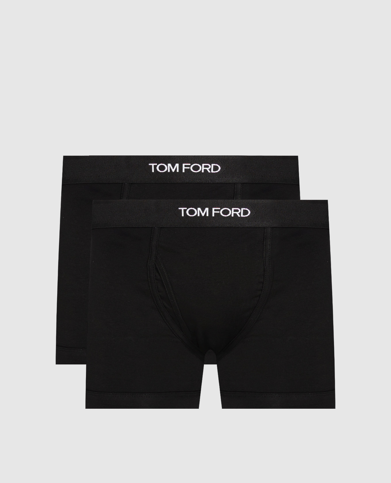 Set of black boxer briefs with contrasting logo pattern