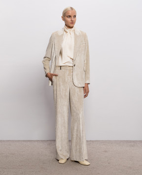 Peserico Beige corduroy jacket with monil chain A0170401597