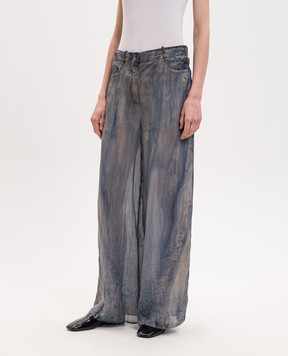 Masnada Blue printed framed pants 8053