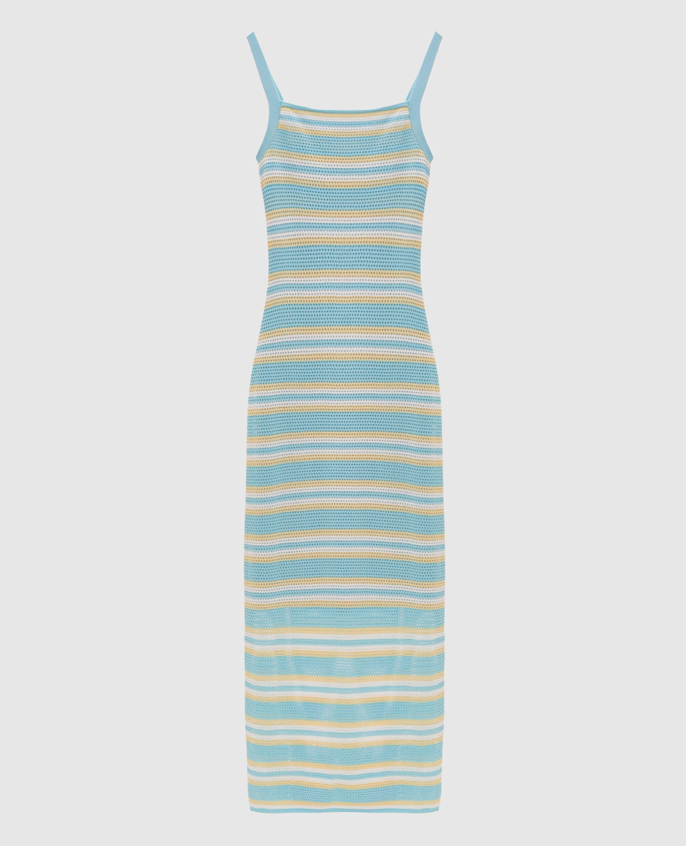 Blue striped knitted midi dress