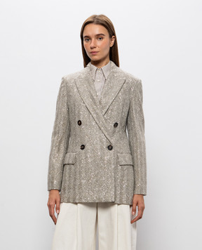 Brunello Cucinelli Beige double-breasted jacket with a pattern MA1567255
