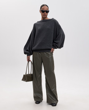 Maison Margiela MM6 Grey wool sweater with logo embroidery S52DA0100M13287