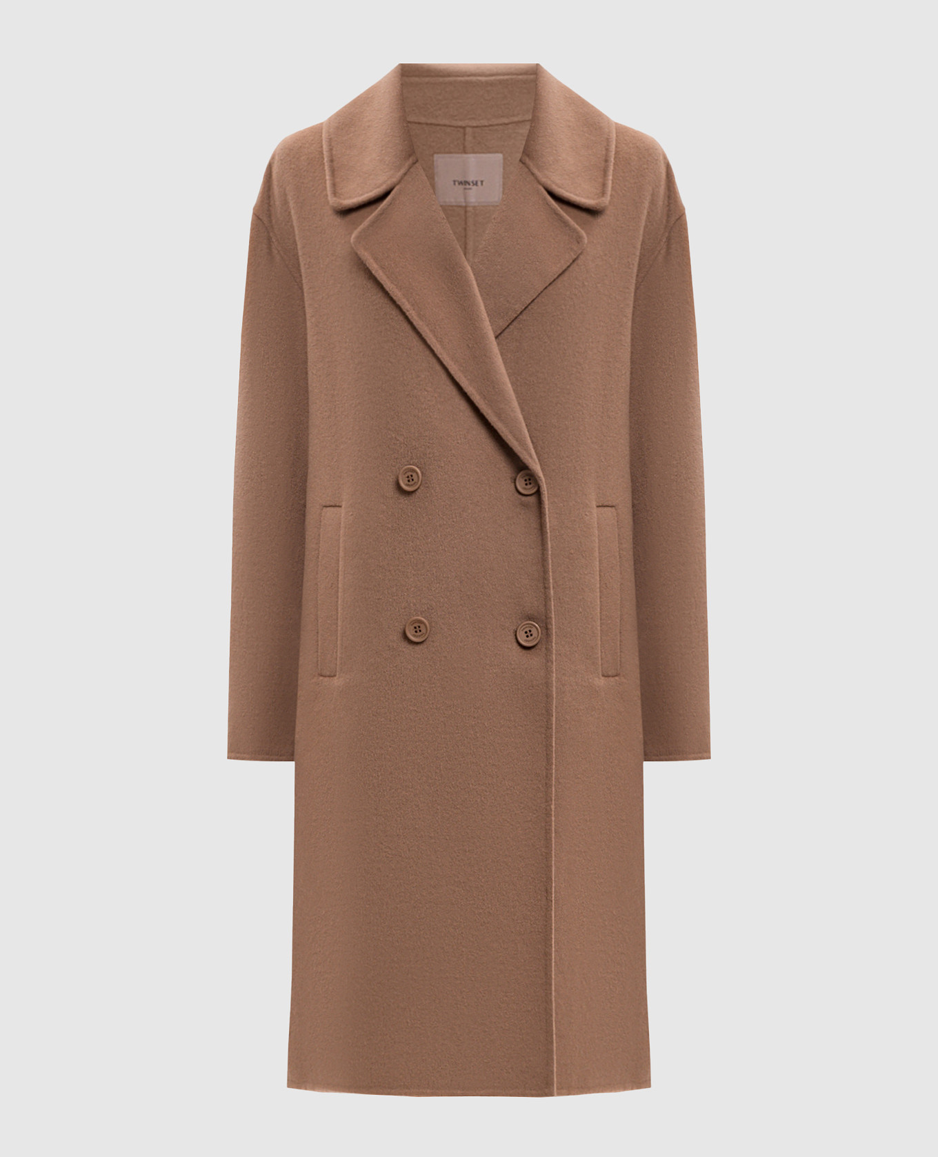 Brown double-breasted coat with wool