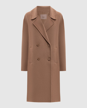 Twinset Brown double-breasted coat with wool 262TP2011
