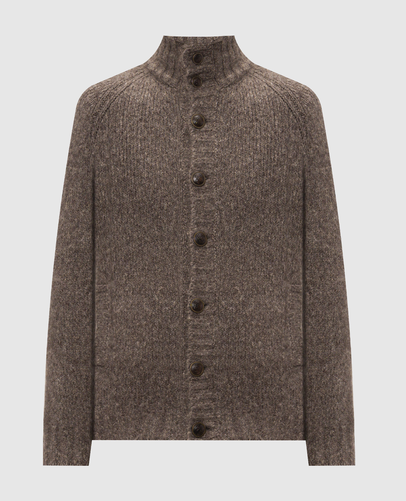 Brown cashmere and silk cardigan