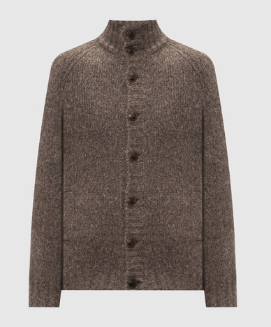 Brown cashmere and silk cardigan