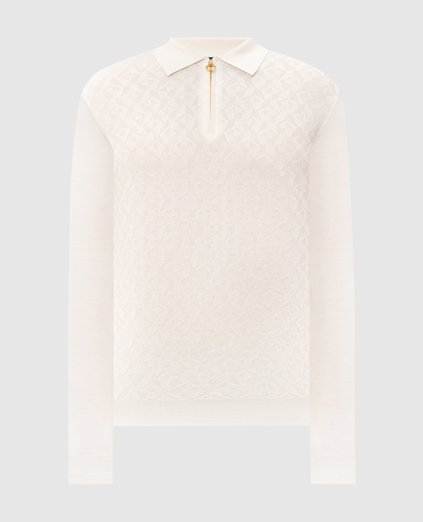 Ivory wool, silk and cashmere polo