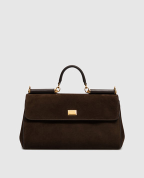 Dolce&Gabbana My Sicily brown suede bag with logo BB7782BO903