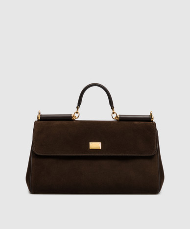 My Sicily brown suede bag with logo