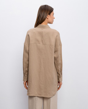 Agnona Brown linen shirt TD1113YU3049