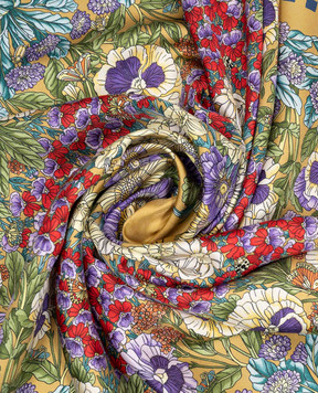 MANTERO 1902 Brown silk scarf with floral print 0904F0030G63132