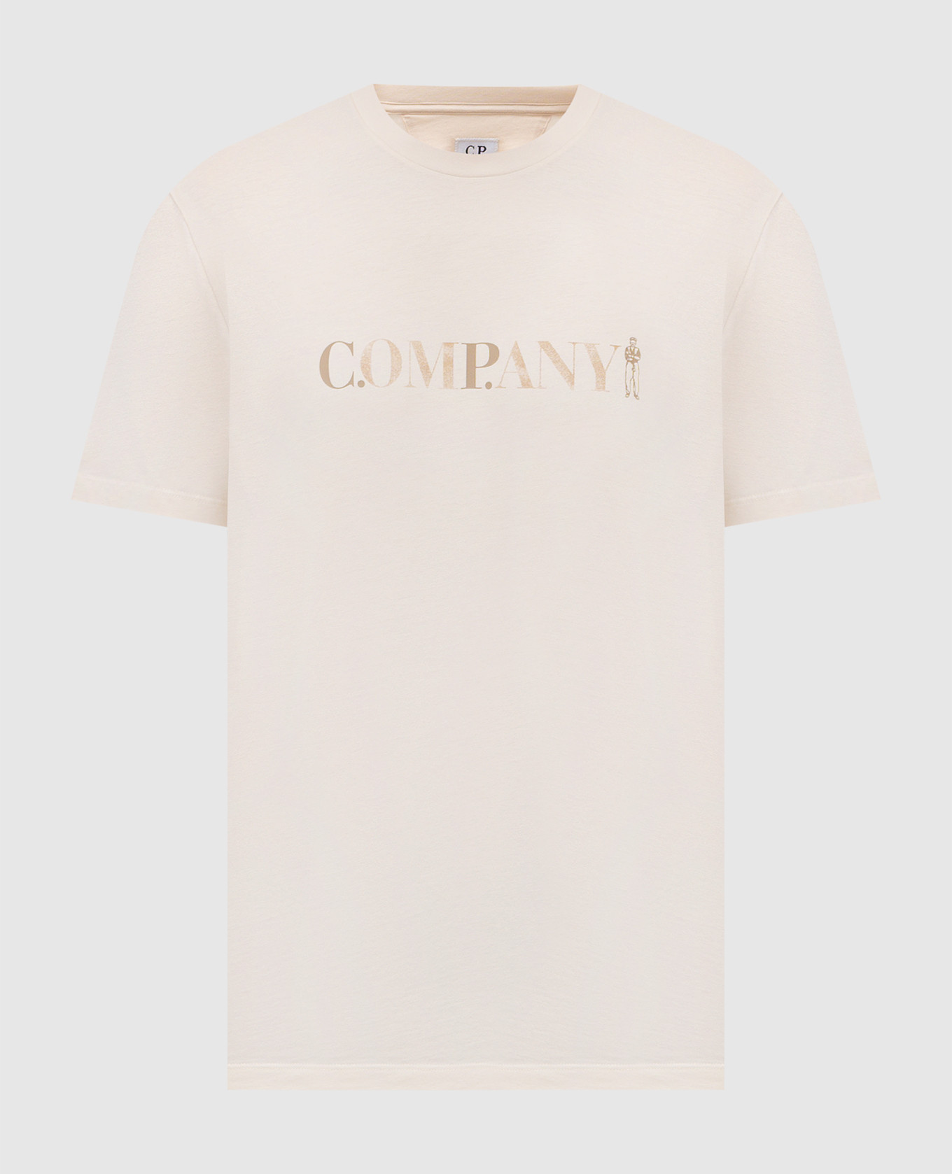 Beige T-shirt with logo print