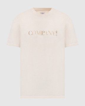 C.P. Company Beige T-shirt with logo print MTS085A005100W