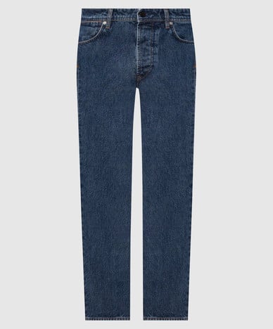 Blue jeans with logo patch