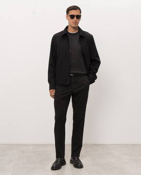 Peserico Black wool jacket with logo patch R5230302445