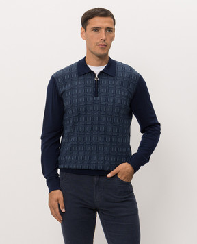 Stefano Ricci Blue wool, silk and cashmere polo shirt KE04004P30E26361