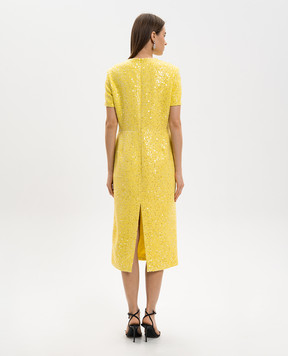 David Koma Yellow tweed sheath dress with sequins RE26DK77D