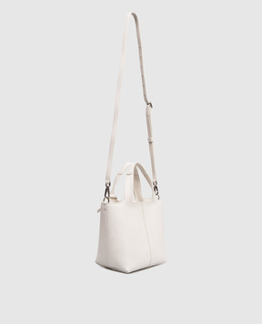Santoni White leather tote bag with logo embossing DIBBA2781BAASIW