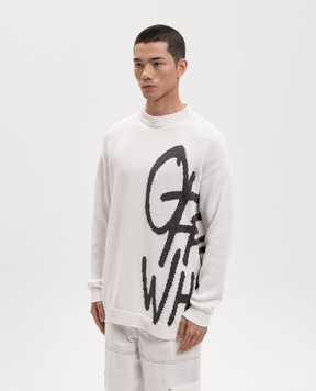 Off-White White sweater with logo pattern 44MHE20VS6K002