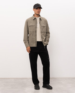 C.P. Company Khaki shirt with logo patch MOS752A110143G