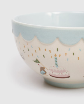 BloomingvilleMINI Beige children's ceramic bowl Celebrate with print 82063155