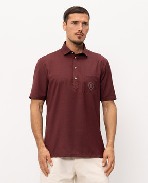 Brunello Cucinelli Burgundy wool polo shirt with logo print MM6701301F