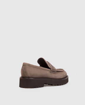 Doucal's Brown suede loafers with monil chain DD8741PHILUF252