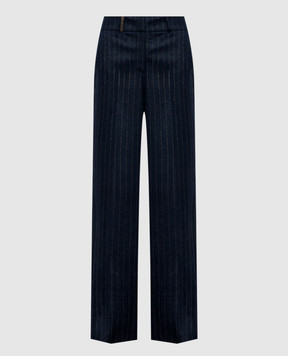 Peserico Blue striped wool pants A04283Z03362