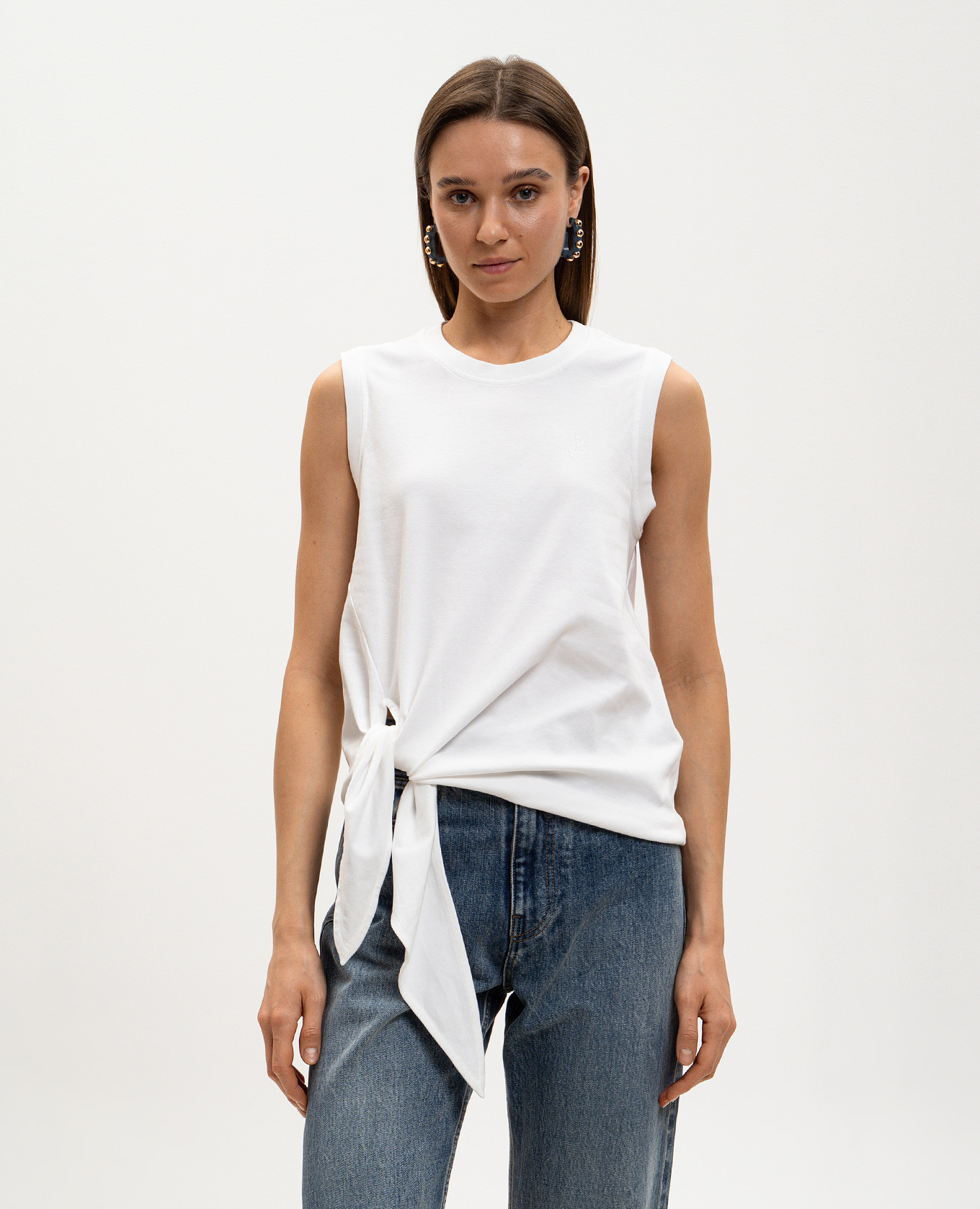 

White T-shirt with monogram embroidery JW Anderson
