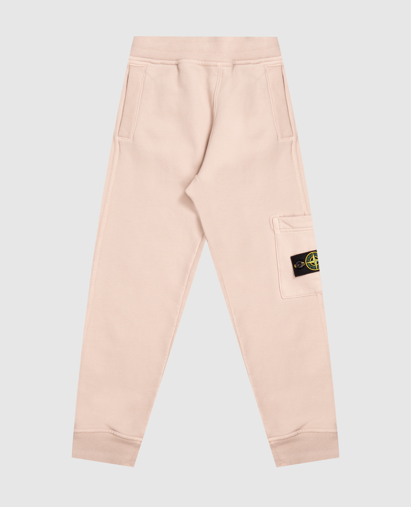 Children's beige joggers with logo patch