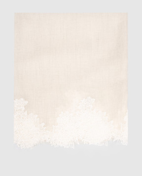 Ermanno Scervino White cashmere stole with lace D485R307APQBV