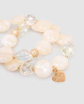 Dolman Bijoux Set of beige bracelets with crystals 33775