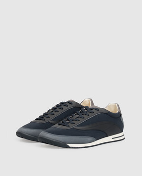Brunello Cucinelli Blue logo-embossed combination sneakers MZUGNIA357