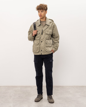 C.P. Company Blue cargo pants with logo patch MPA732A005529G
