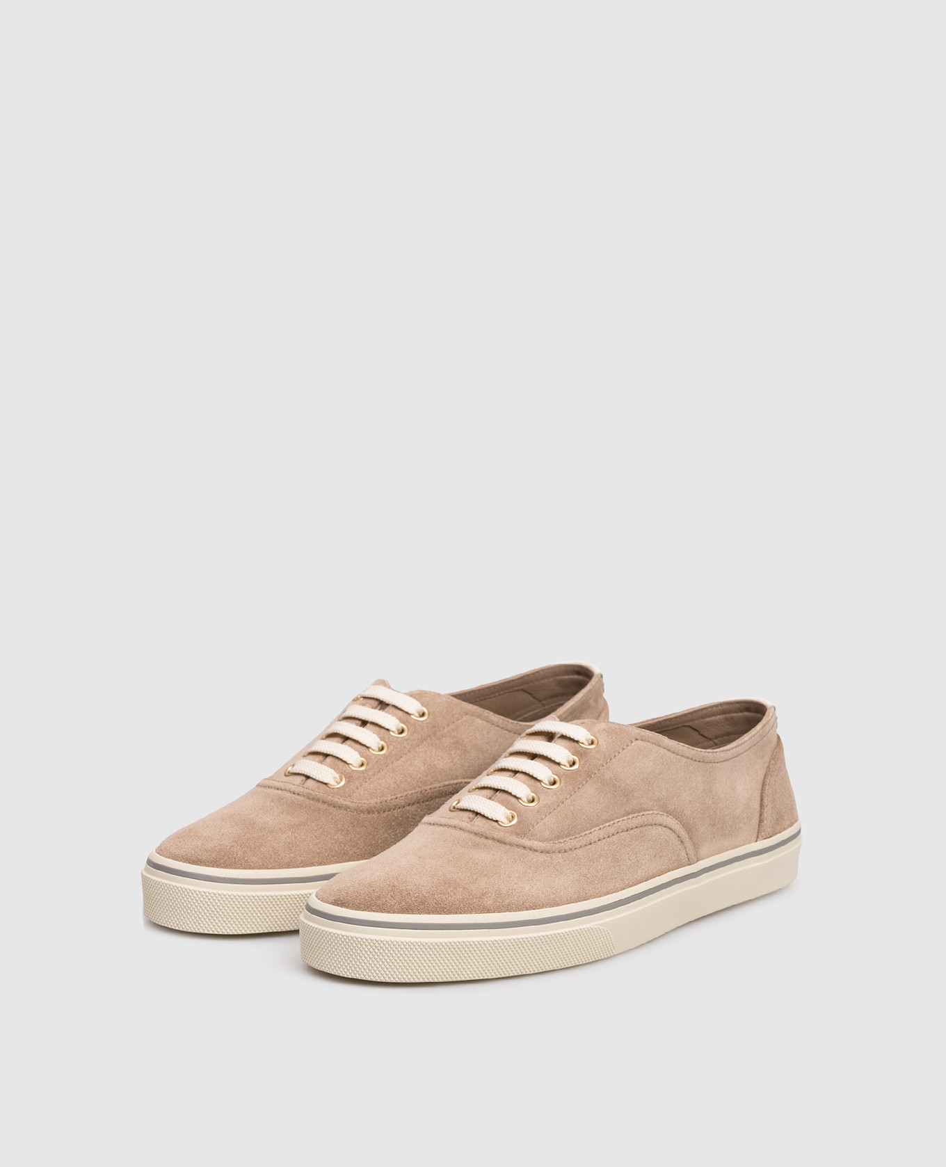 Beige suede sneakers with logo Brunello Cucinelli 2