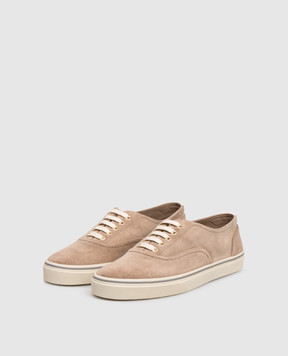 Brunello Cucinelli Beige suede sneakers with logo MZUPIGZ334