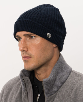 Bertolo Cashmere Navy blue cashmere hat 500019000005