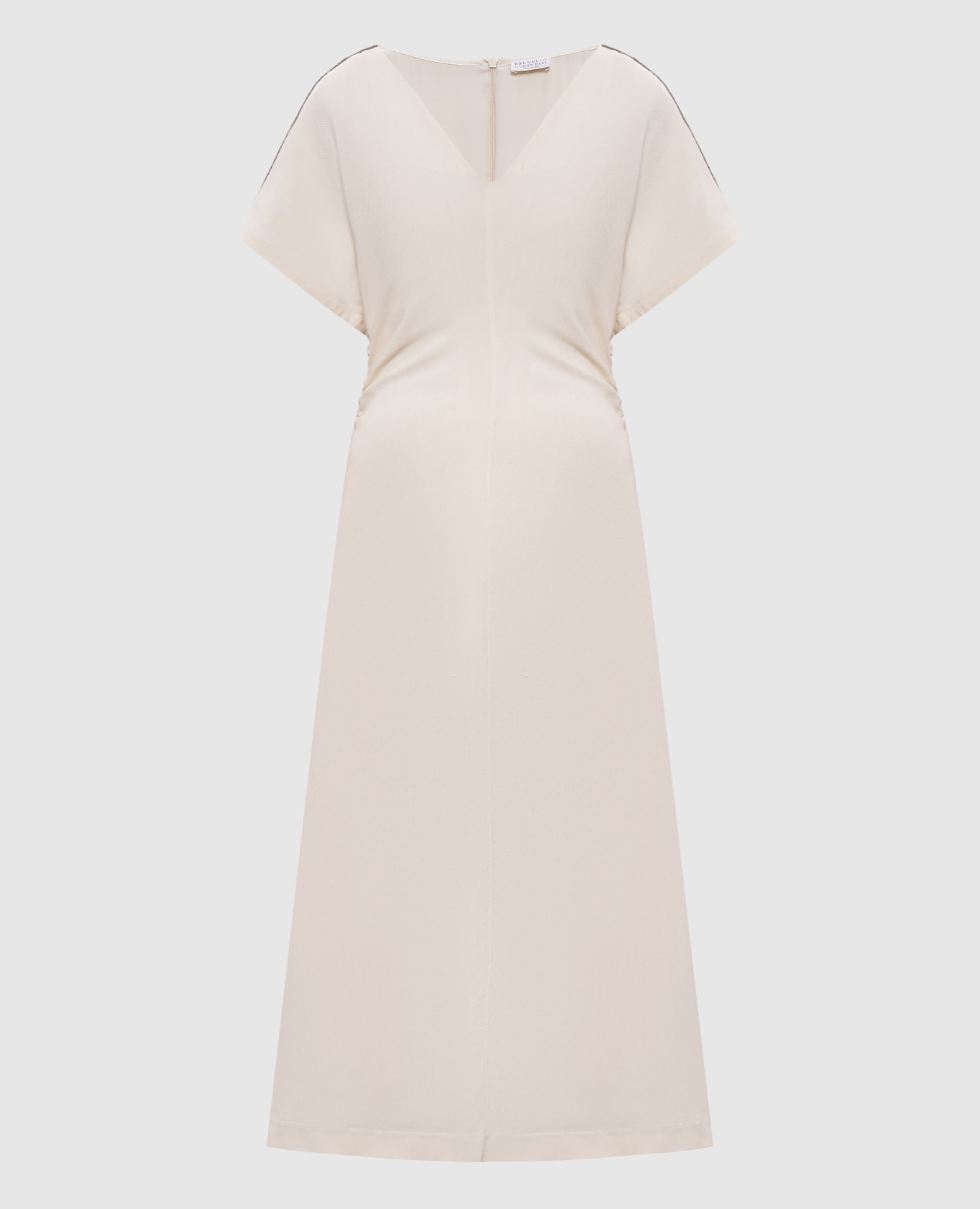 

Beige midi dress with linen Brunello Cucinelli