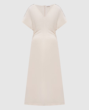 Brunello Cucinelli Beige midi dress with linen MH126AHE42