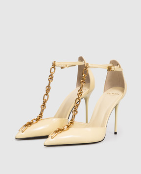 Balmain Sync yellow glossy leather shoes with chain GN1UA152LNPX
