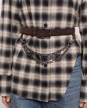 The Attico Brown suede belt with chain 261WKE00031LBT007AA