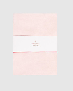 Le Jacquard Fraincais Tivoli pink round linen tablecloth with pattern 22505