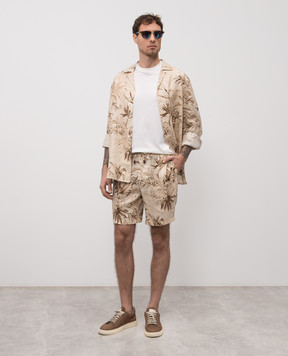 ISAIA Beige printed linen shorts PNC021C1110