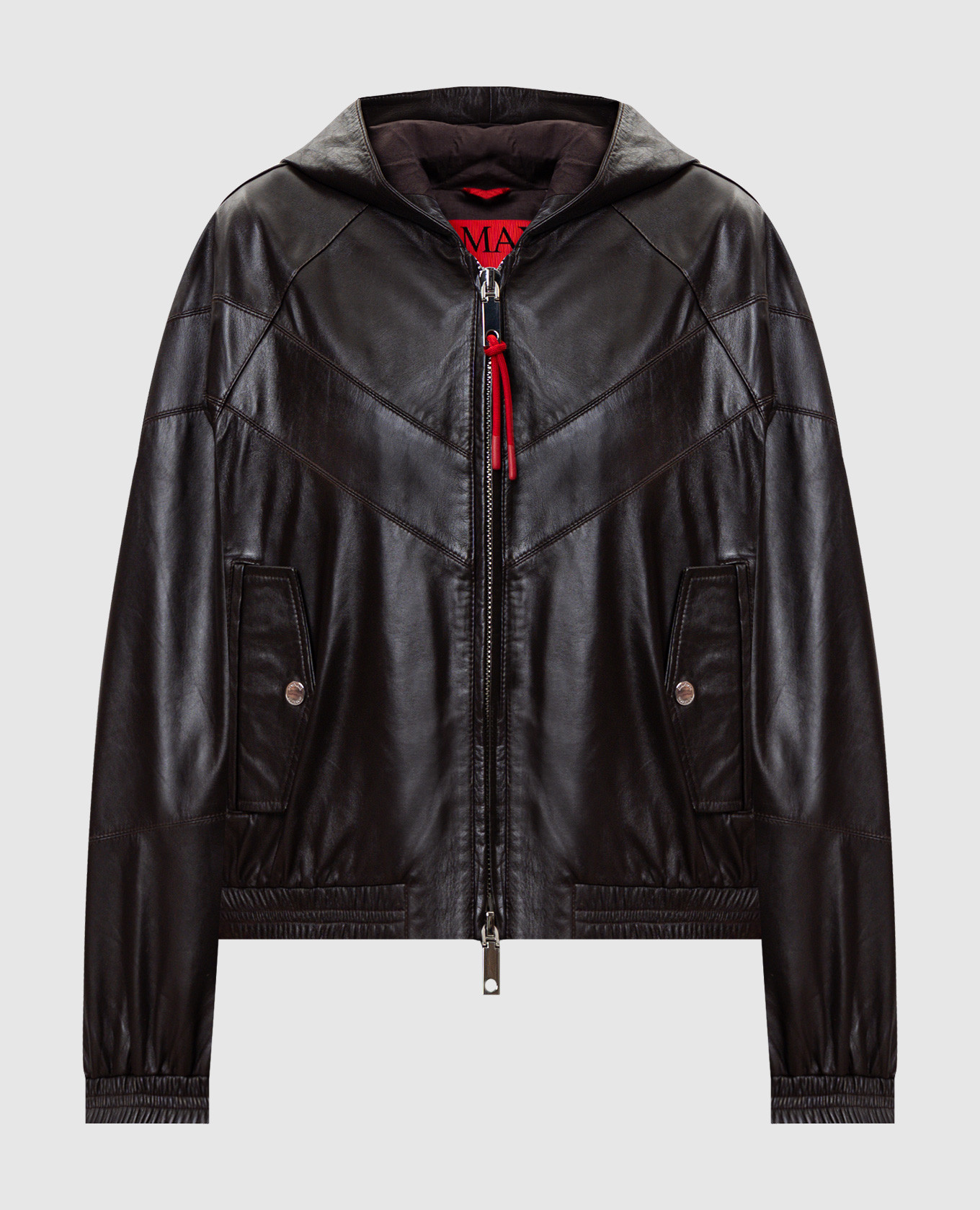 

Brown leather jacket with hood Max & Co