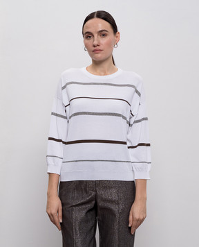 Peserico White striped jumper A99093F149173M