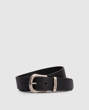 Balenciaga Black leather belt with logo engraving 8521722AB91